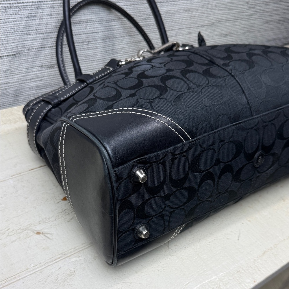 Coach Hamilton Black Signature Canvas Satchel - Picture 10 of 14